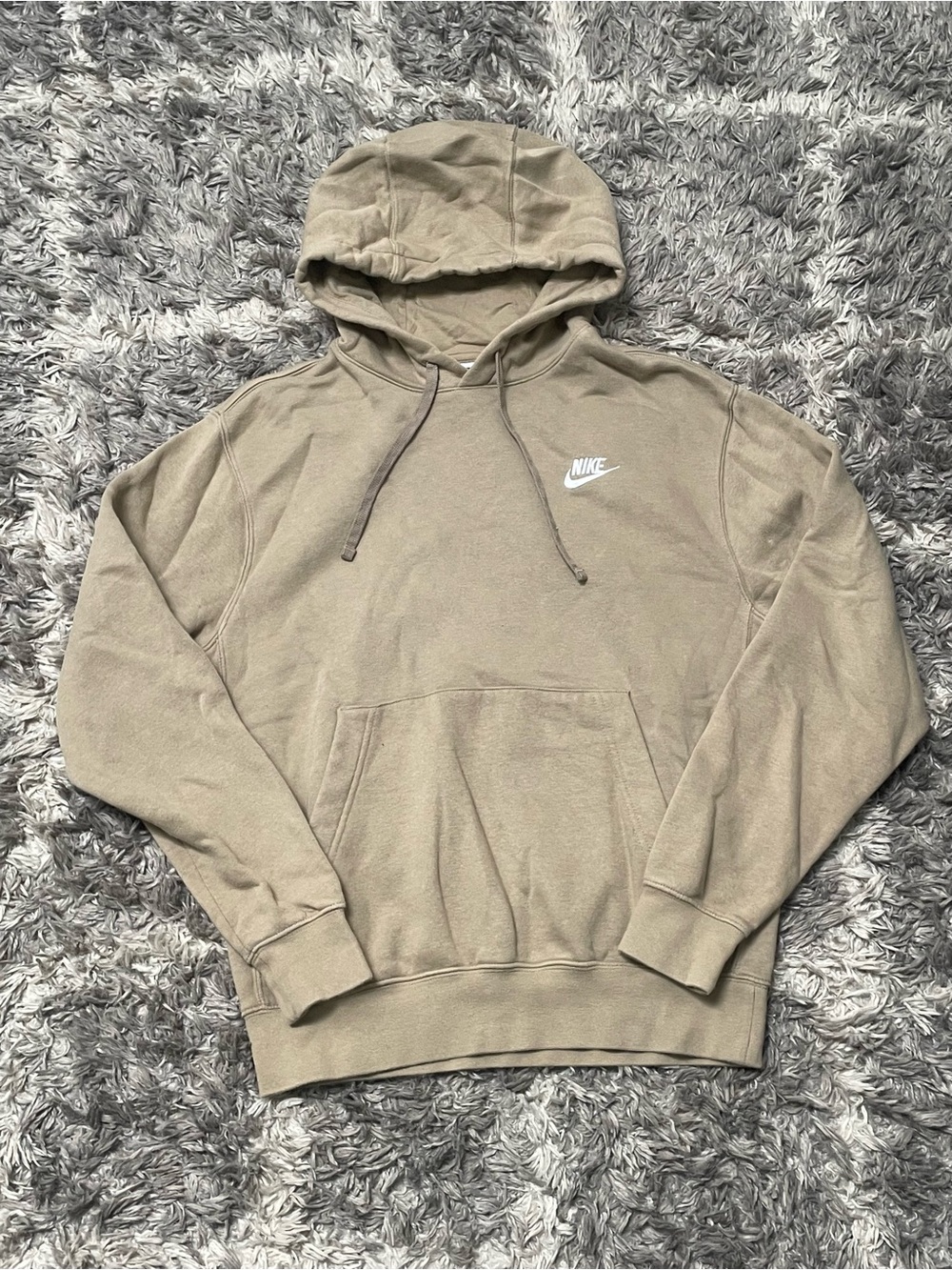 Nike Sportswear Club Fleece Pullover Hoodie Tan Brown Size S